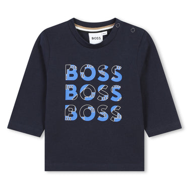 BOSS playera para bebé manga Larga color Azul Marino